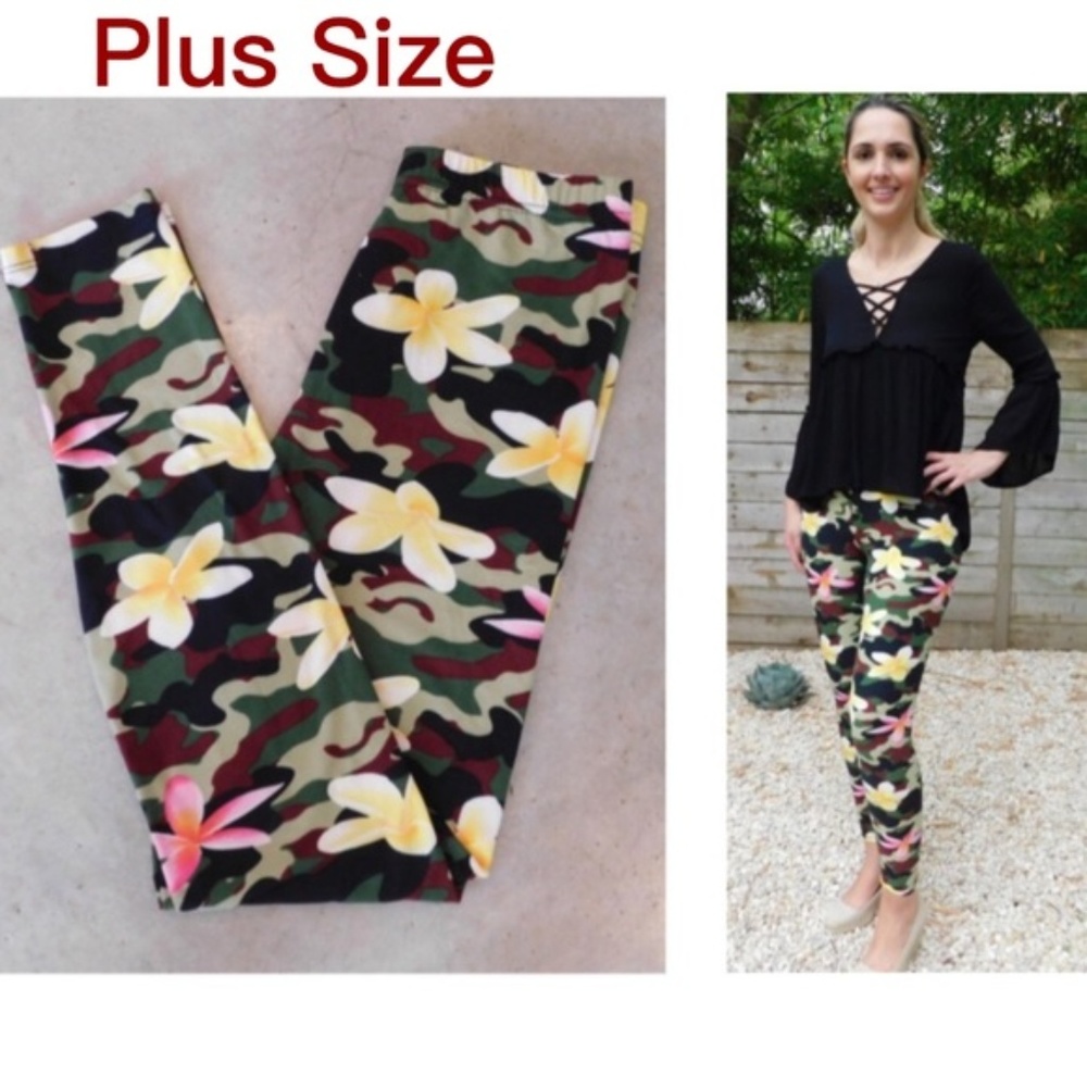 ➕ Plus Size Floral Camo Leggings